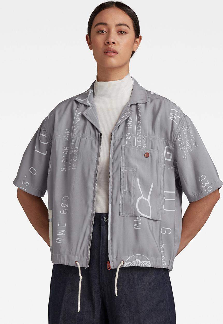 G-STAR - Hawaiian shirt printed - charcoal extreme