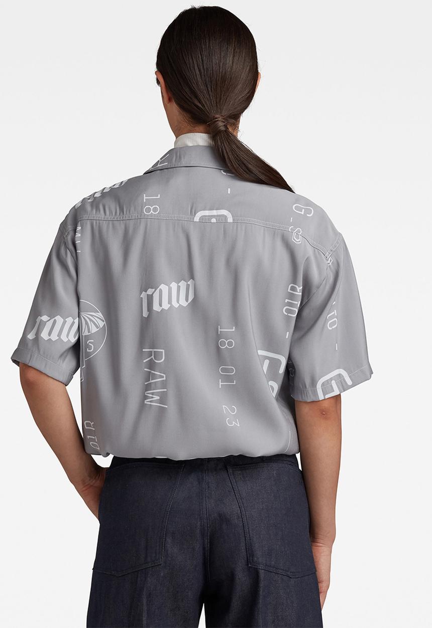 G-STAR - Hawaiian shirt printed - charcoal extreme