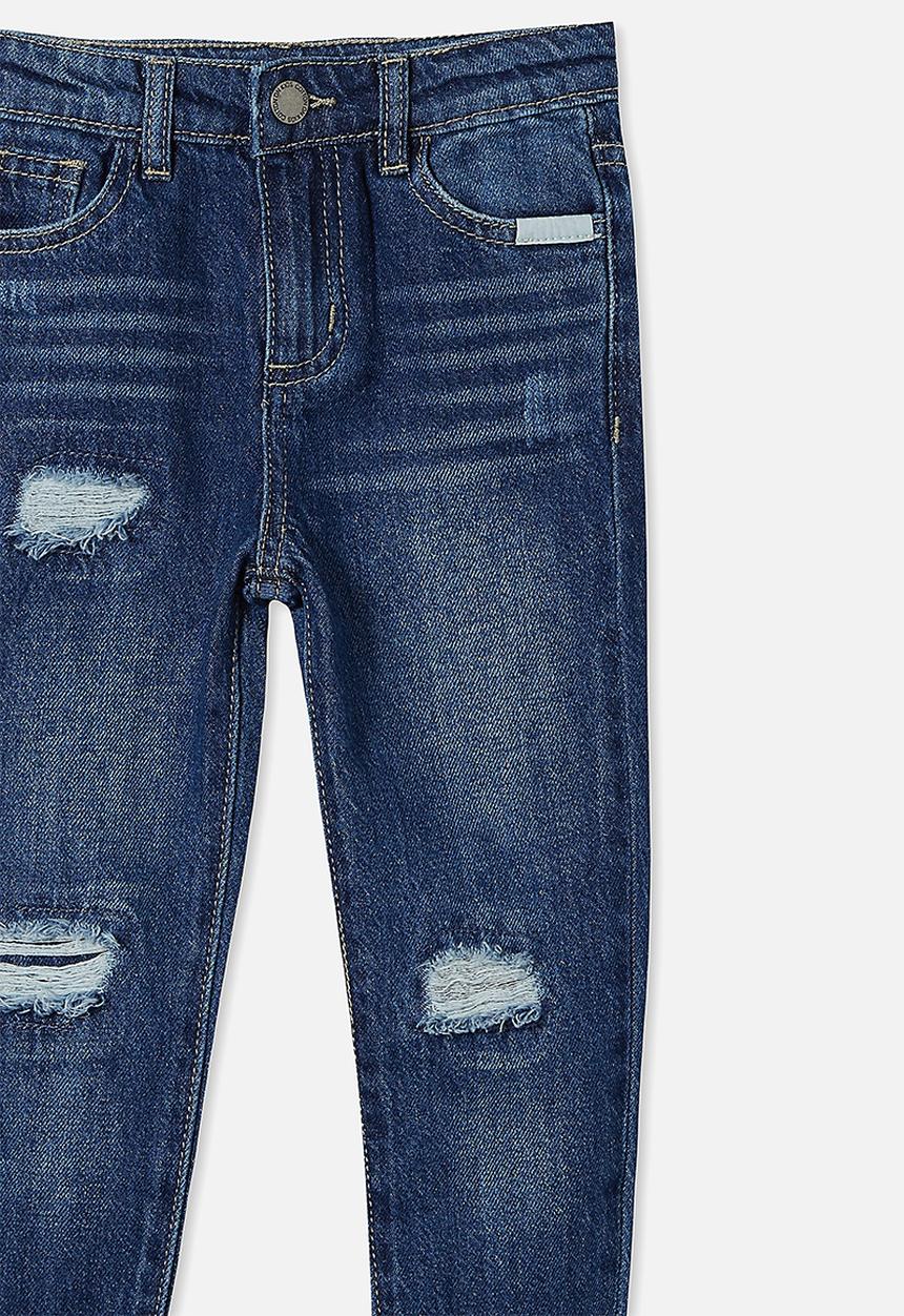 Cotton On - India slouch jean - midnight wash/rips/message