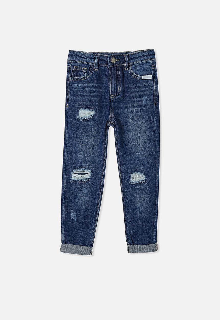 Cotton On - India slouch jean - midnight wash/rips/message