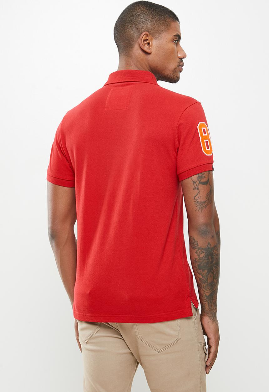 Aca Joe - Mens embossed logo golfer - red 