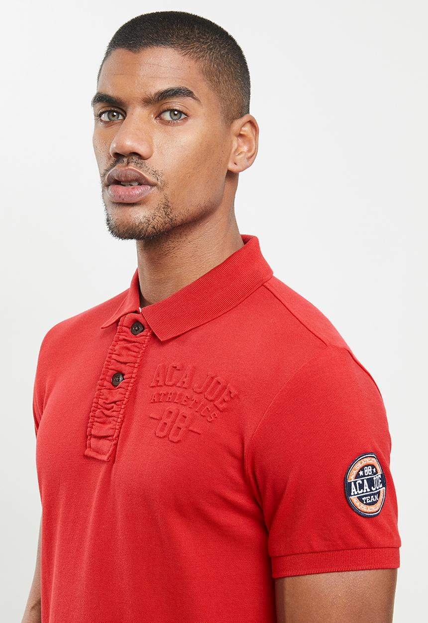 Aca Joe - Mens embossed logo golfer - red 