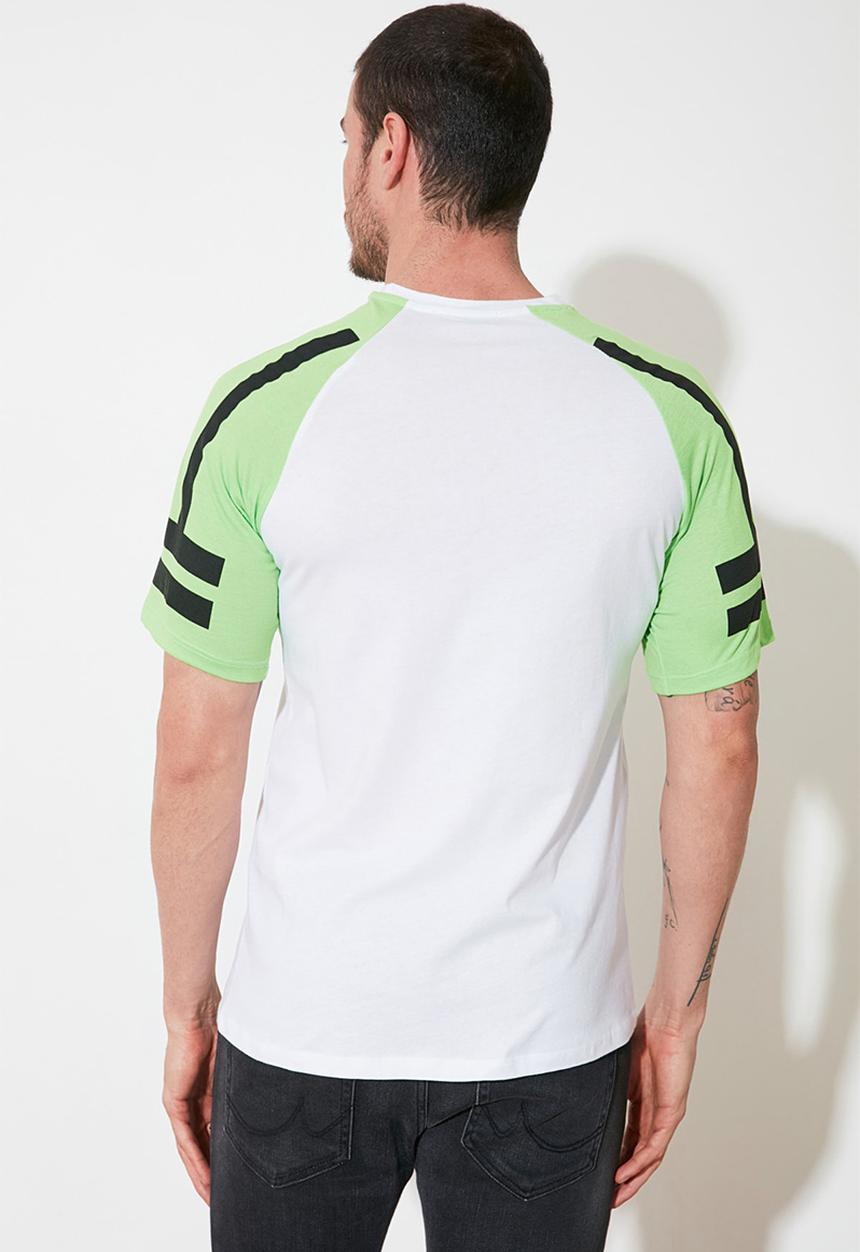 Trendyol - Contrast sleeve tee - white & green