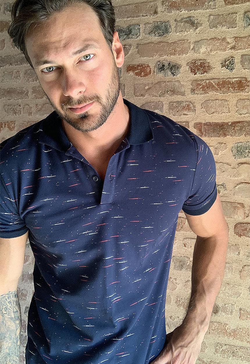 Trendyol - Patterned short sleeve golfer - navy