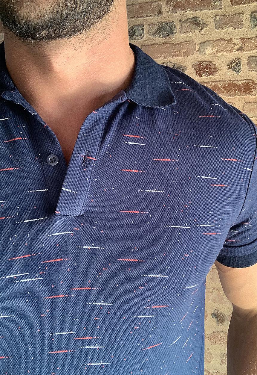 Trendyol - Patterned short sleeve golfer - navy