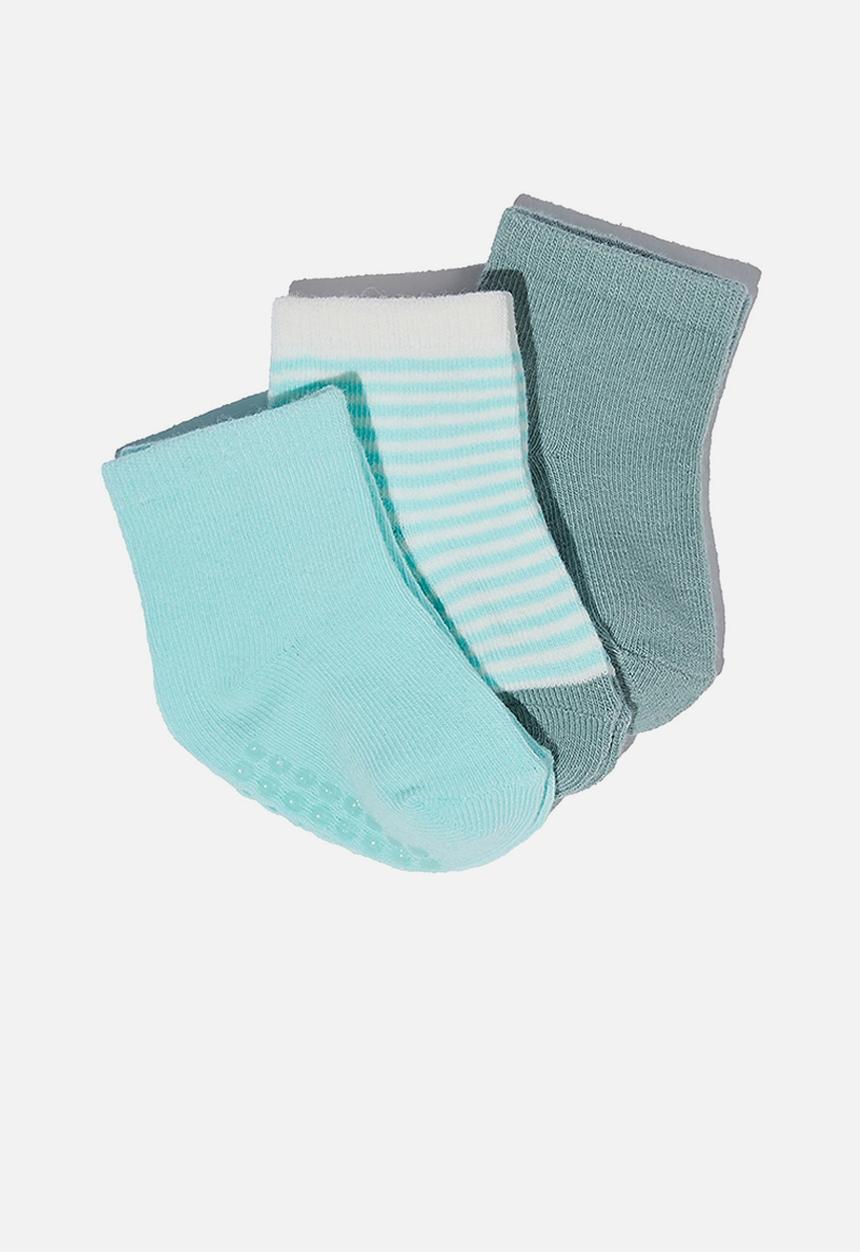 Cotton On - 3 Pack baby socks - rusty aqua/ turtle green stripe