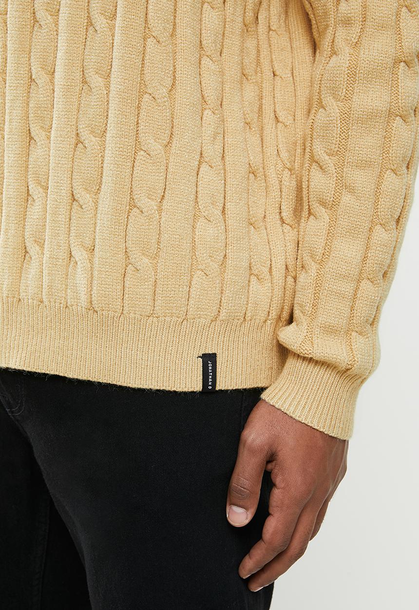 Jonathan D - Oversized high neck cable knit sweater - beige