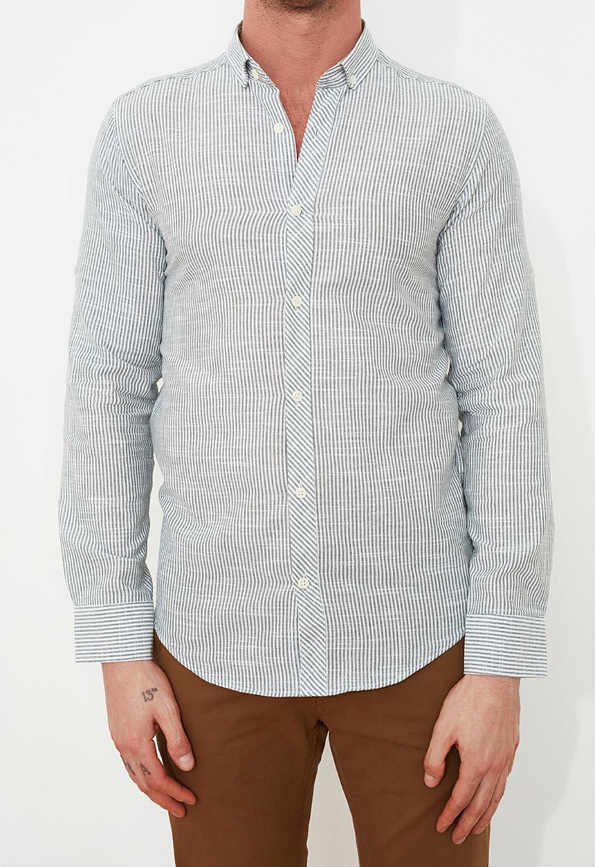 Trendyol - Plain long sleeve shirt - white & green 