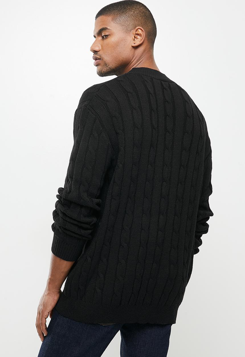 Jonathan D - Oversized high neck cable knit sweater - black