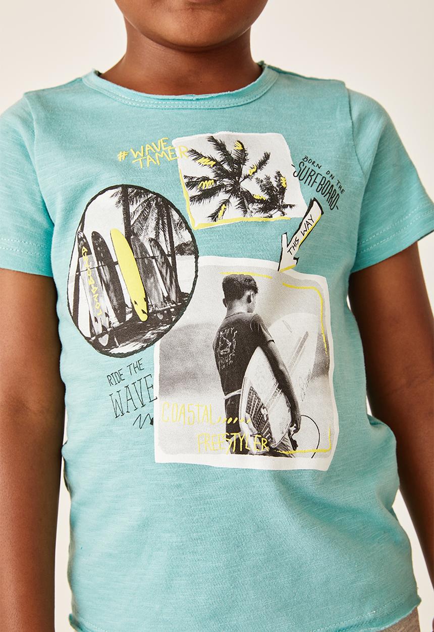 Flyersunion - Photographic surf tee - nile blue
