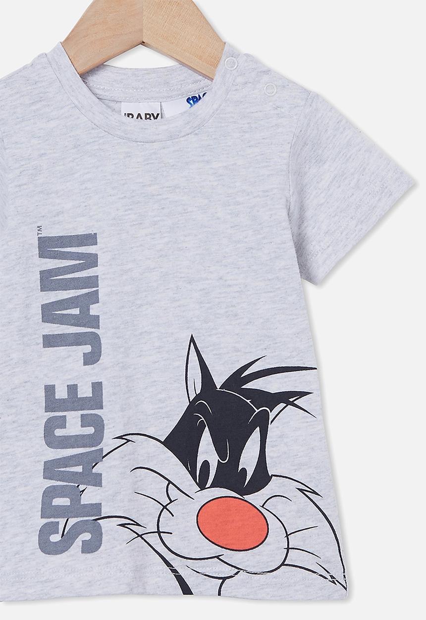 Cotton On - Jamie short sleeve tee-license - lcn wb cloud marle/space jam sylvester