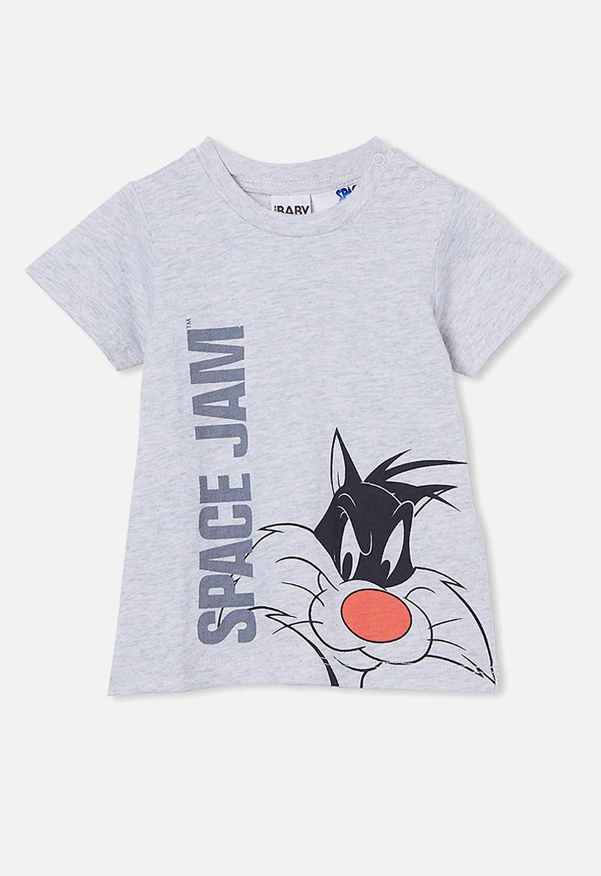 Cotton On - Jamie short sleeve tee-license - lcn wb cloud marle/space jam sylvester
