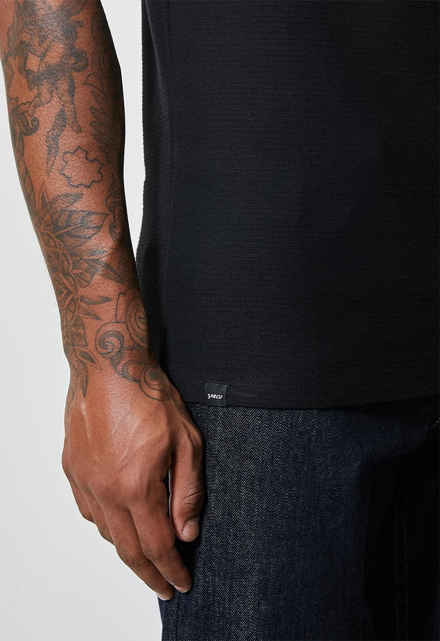 Superbalist - Texas textured henley tee - black
