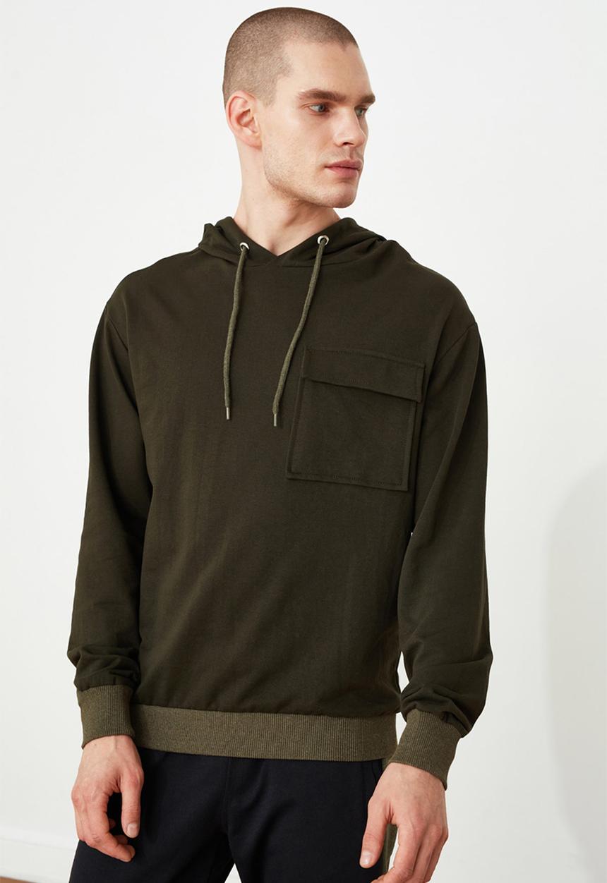 Trendyol - Utility pocket hoodie - khaki