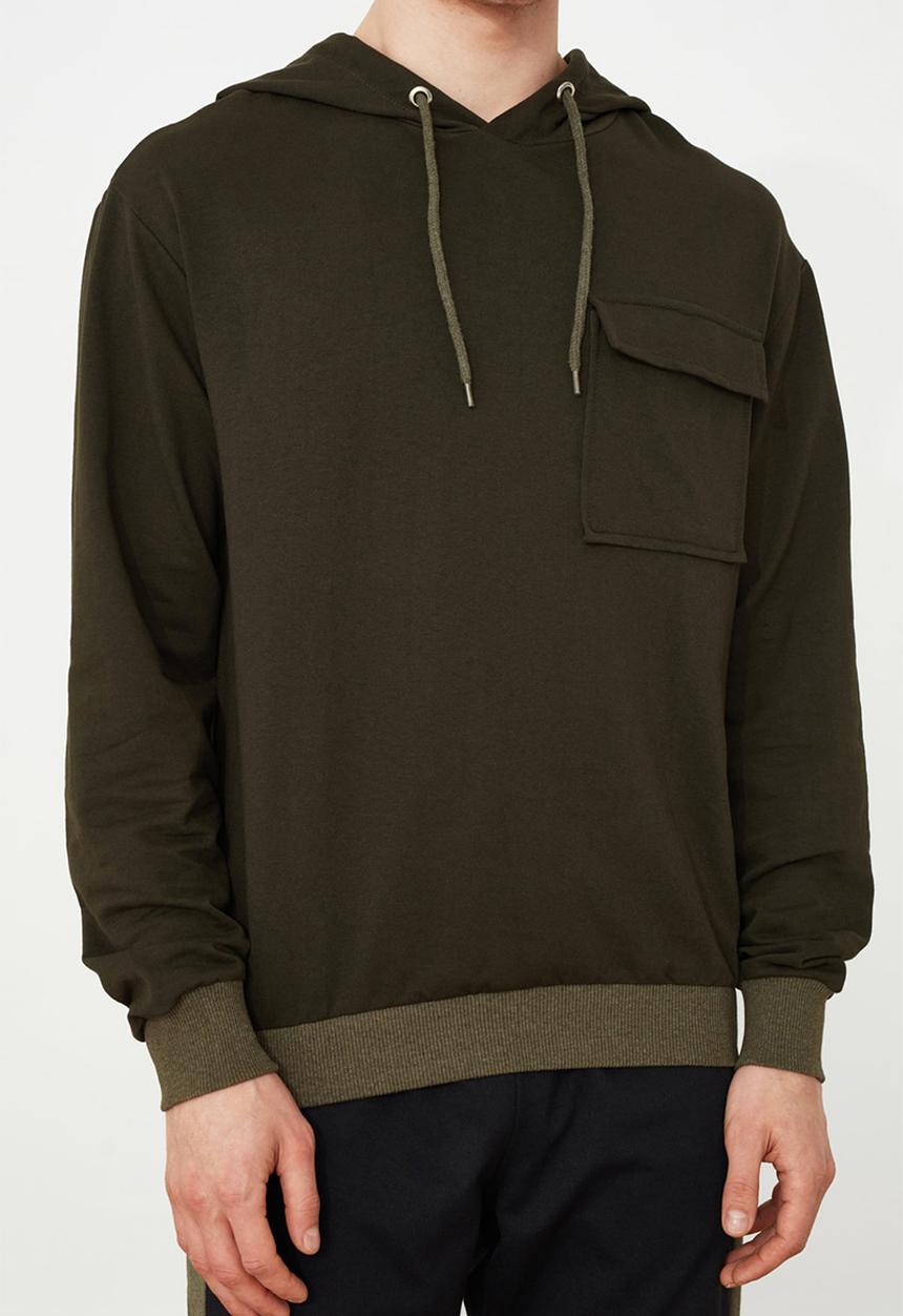 Trendyol - Utility pocket hoodie - khaki