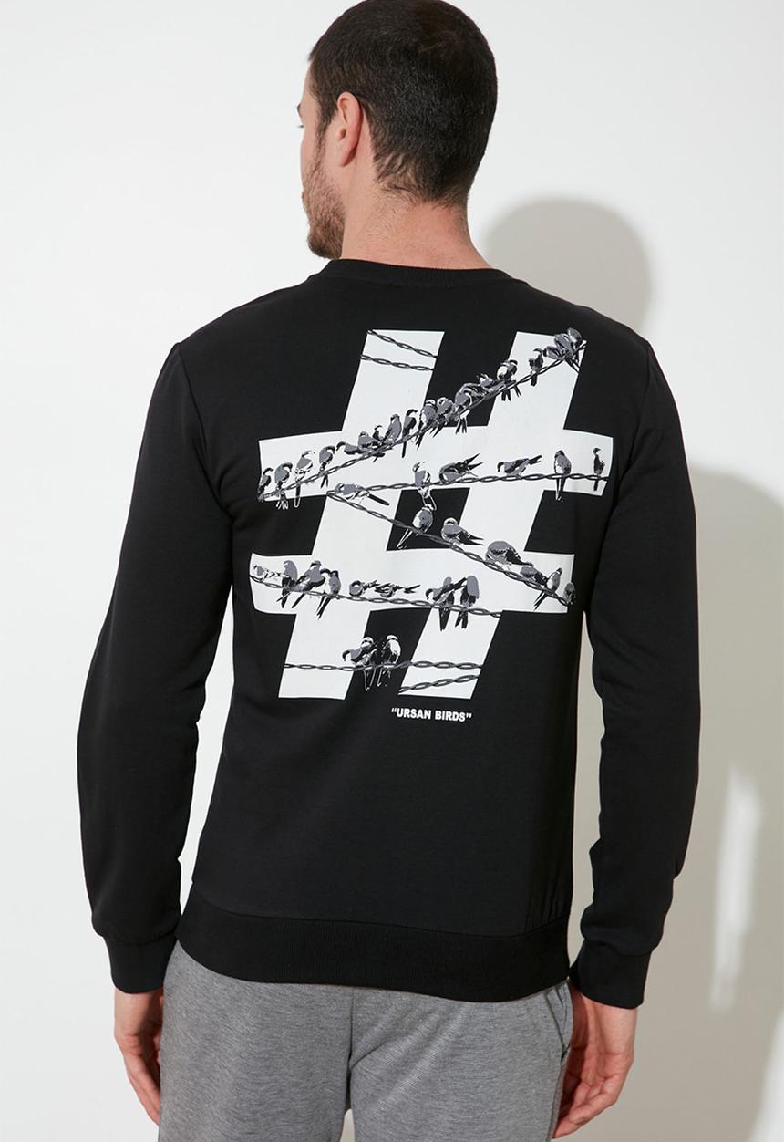 Trendyol - Hashtag print sweater - black