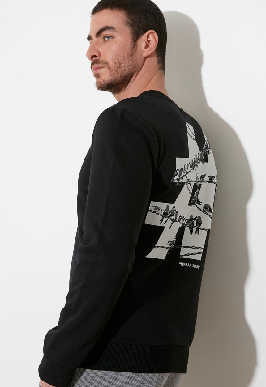 Trendyol - Hashtag print sweater - black