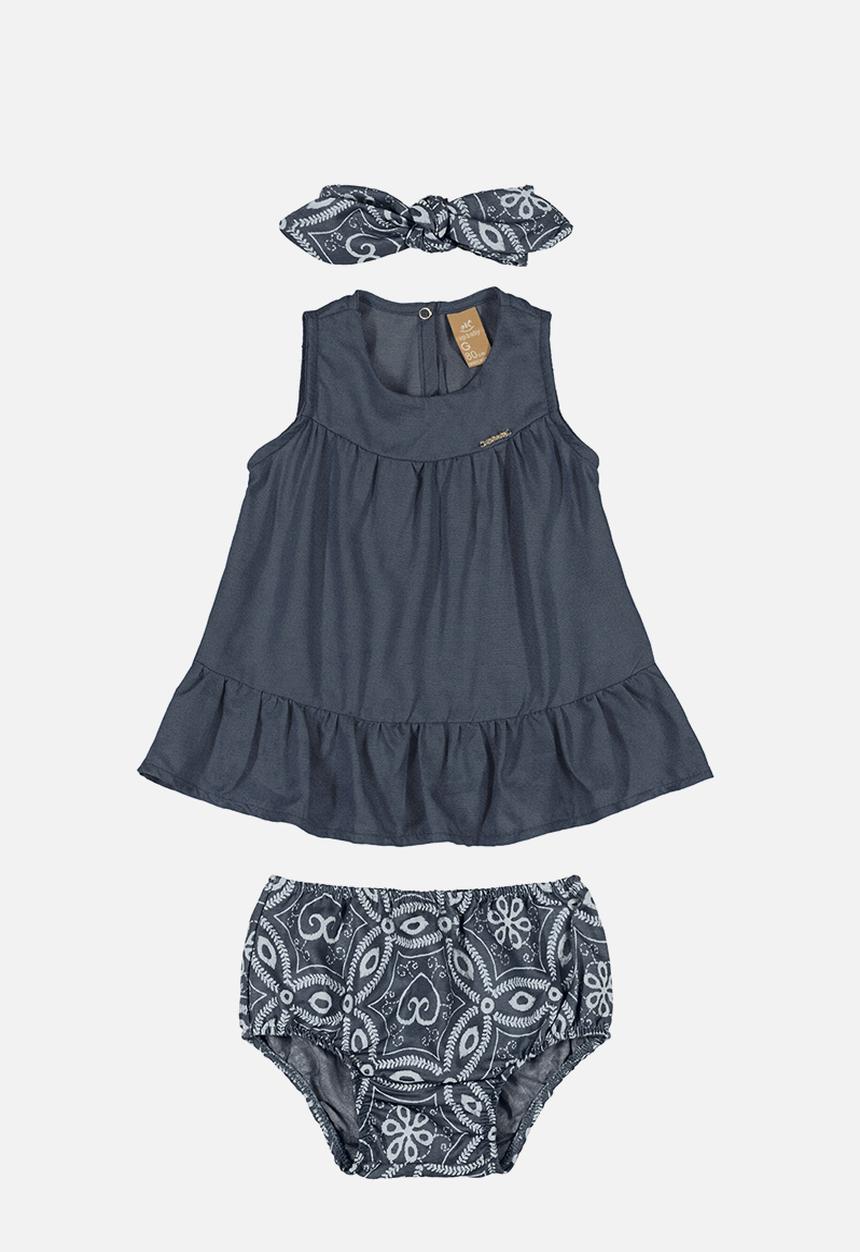 UP Baby - Dress, underwear & headband set - dark blue