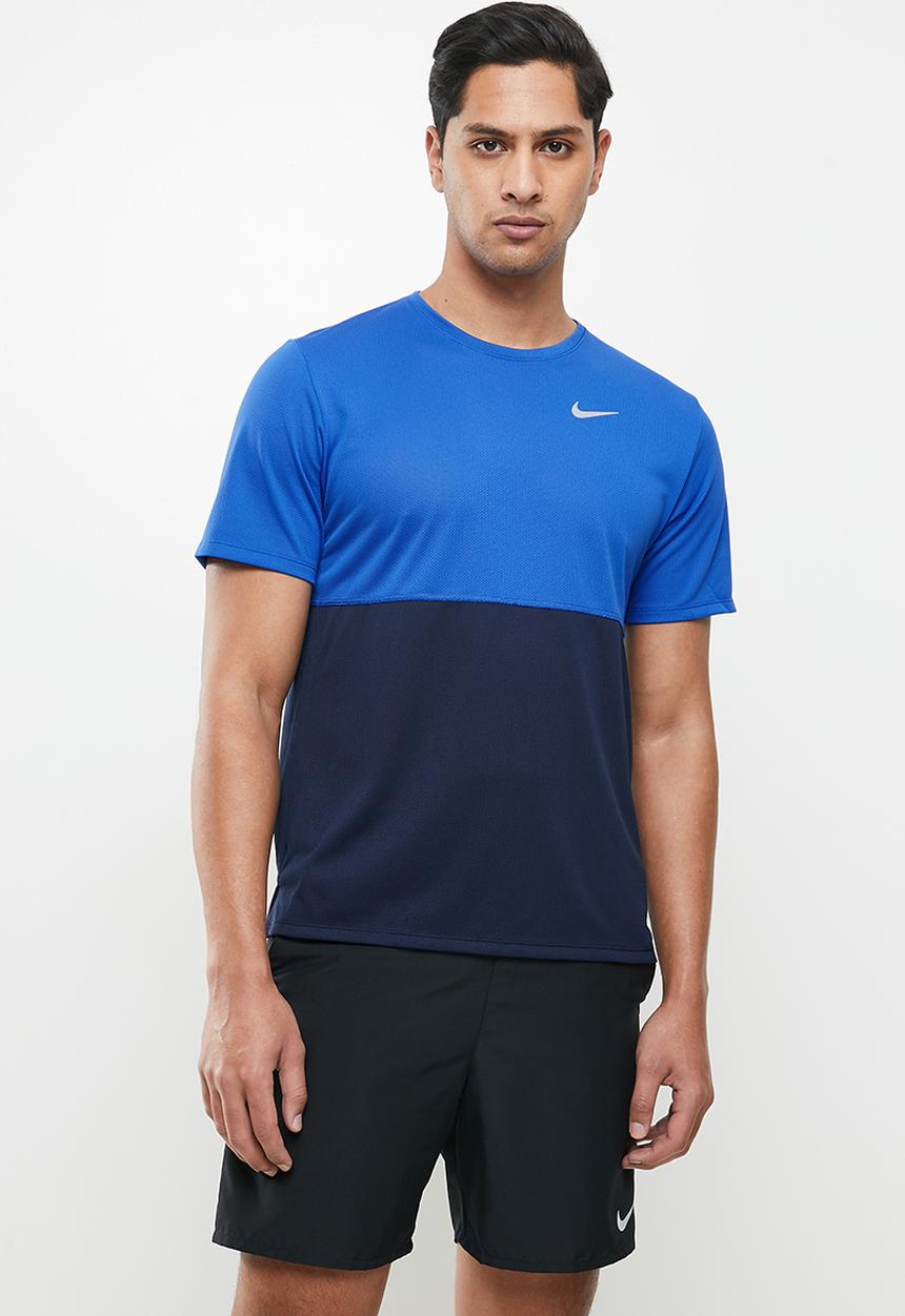 Nike - Nk df run short sleeve top  - game royal/obsidian/reflective silver