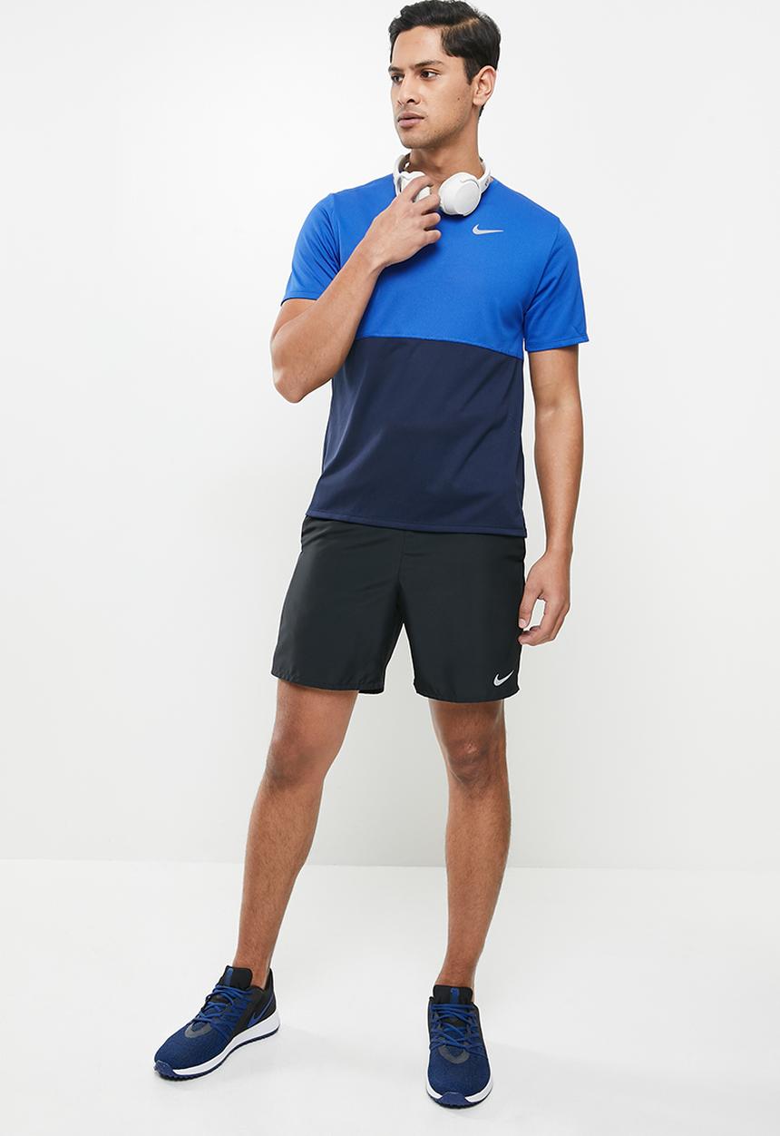 Nike - Nk df run short sleeve top  - game royal/obsidian/reflective silver