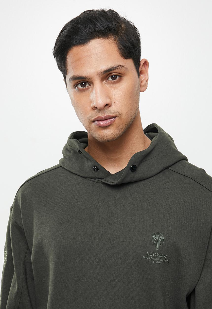 G-STAR - Sleeve graphic hooded sweat  - raven