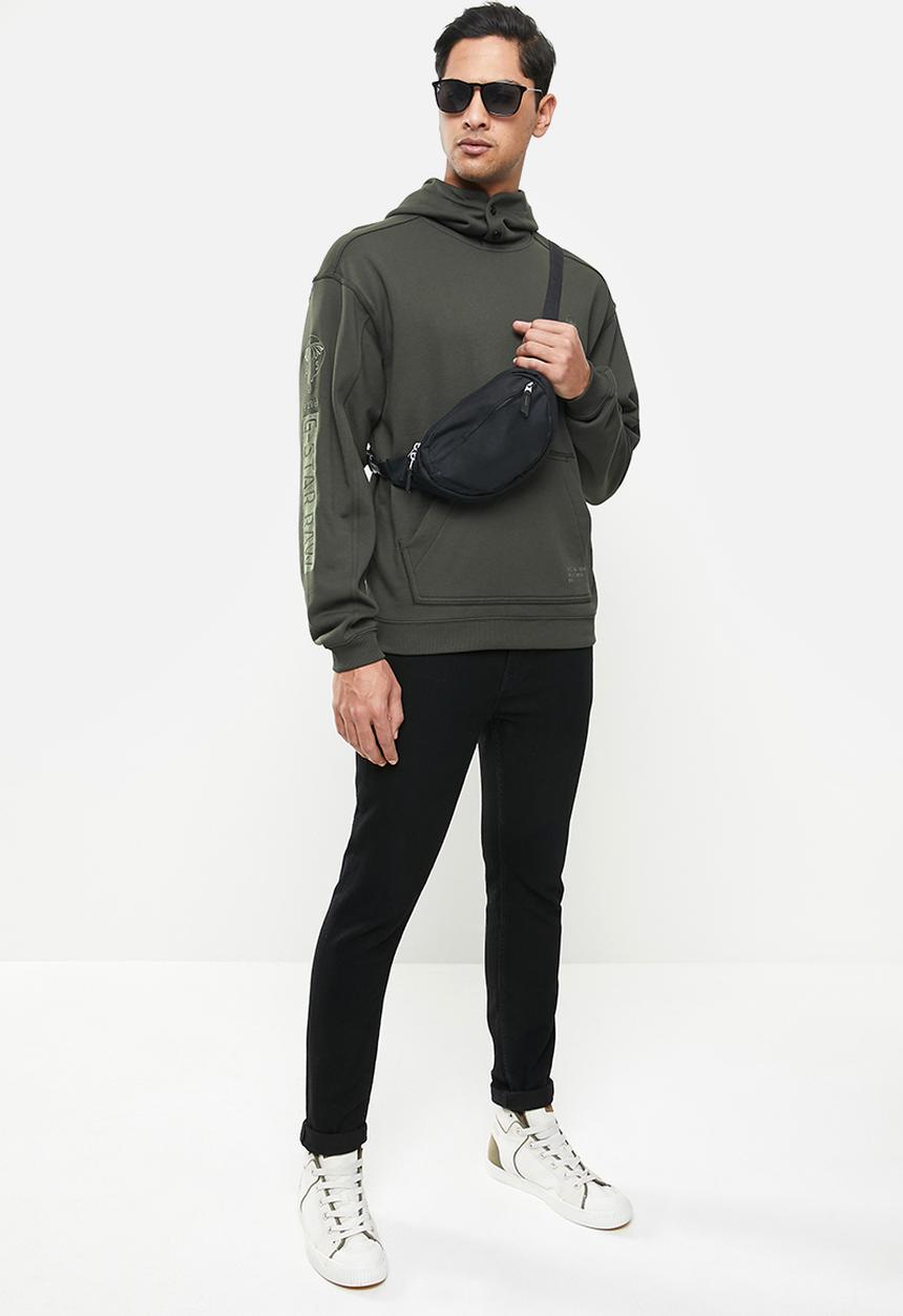 G-STAR - Sleeve graphic hooded sweat  - raven
