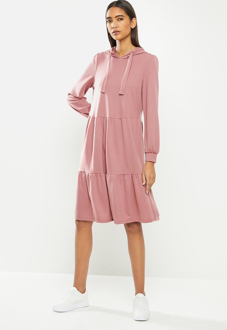 Jacqueline de Yong - Dale long sleeve hood sweat dress - rose