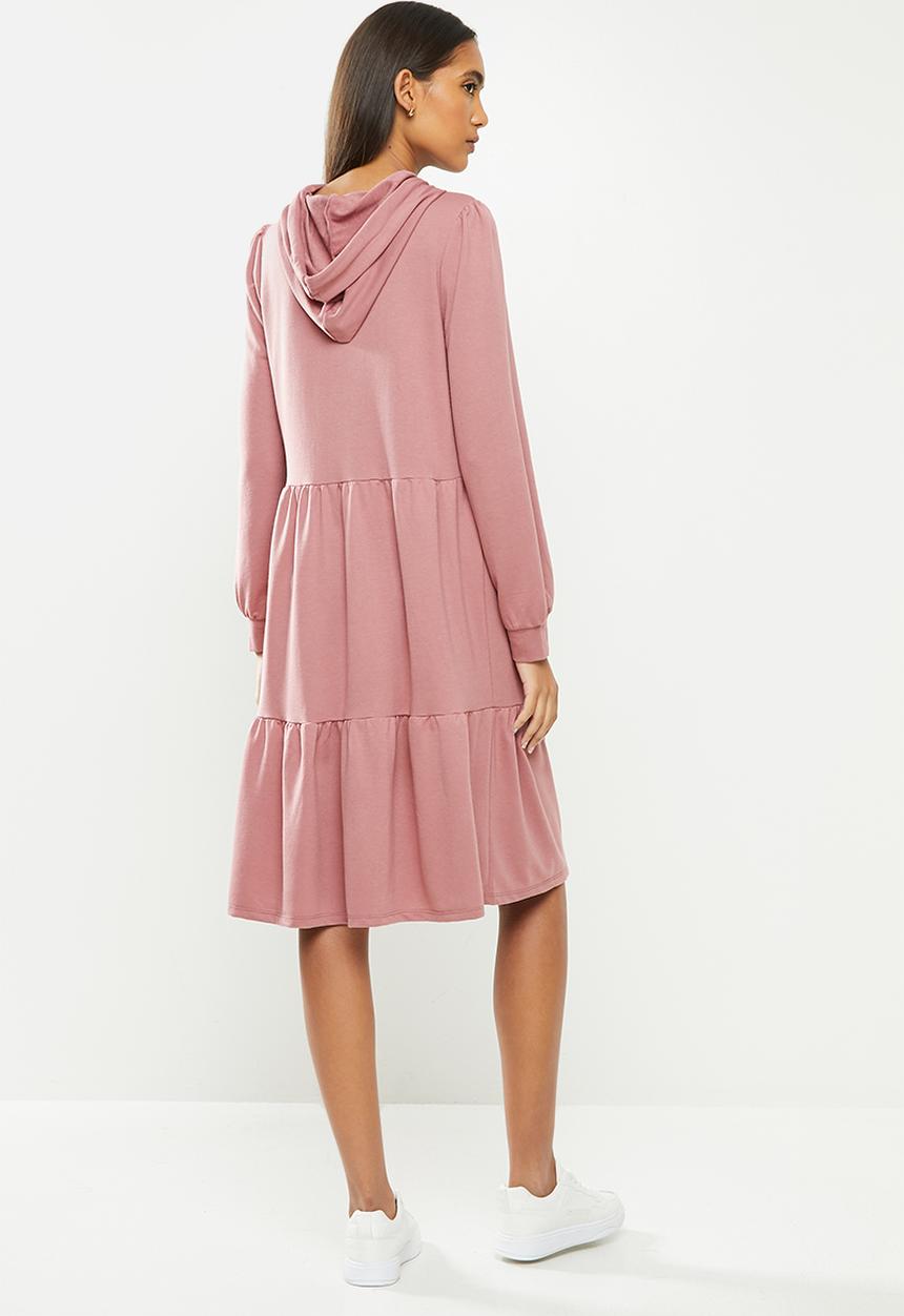 Jacqueline de Yong - Dale long sleeve hood sweat dress - rose