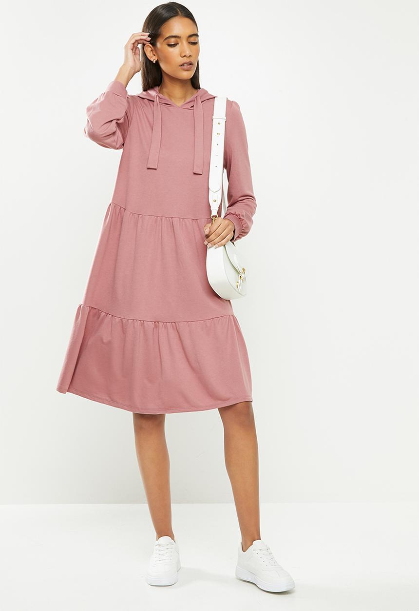 Jacqueline de Yong - Dale long sleeve hood sweat dress - rose