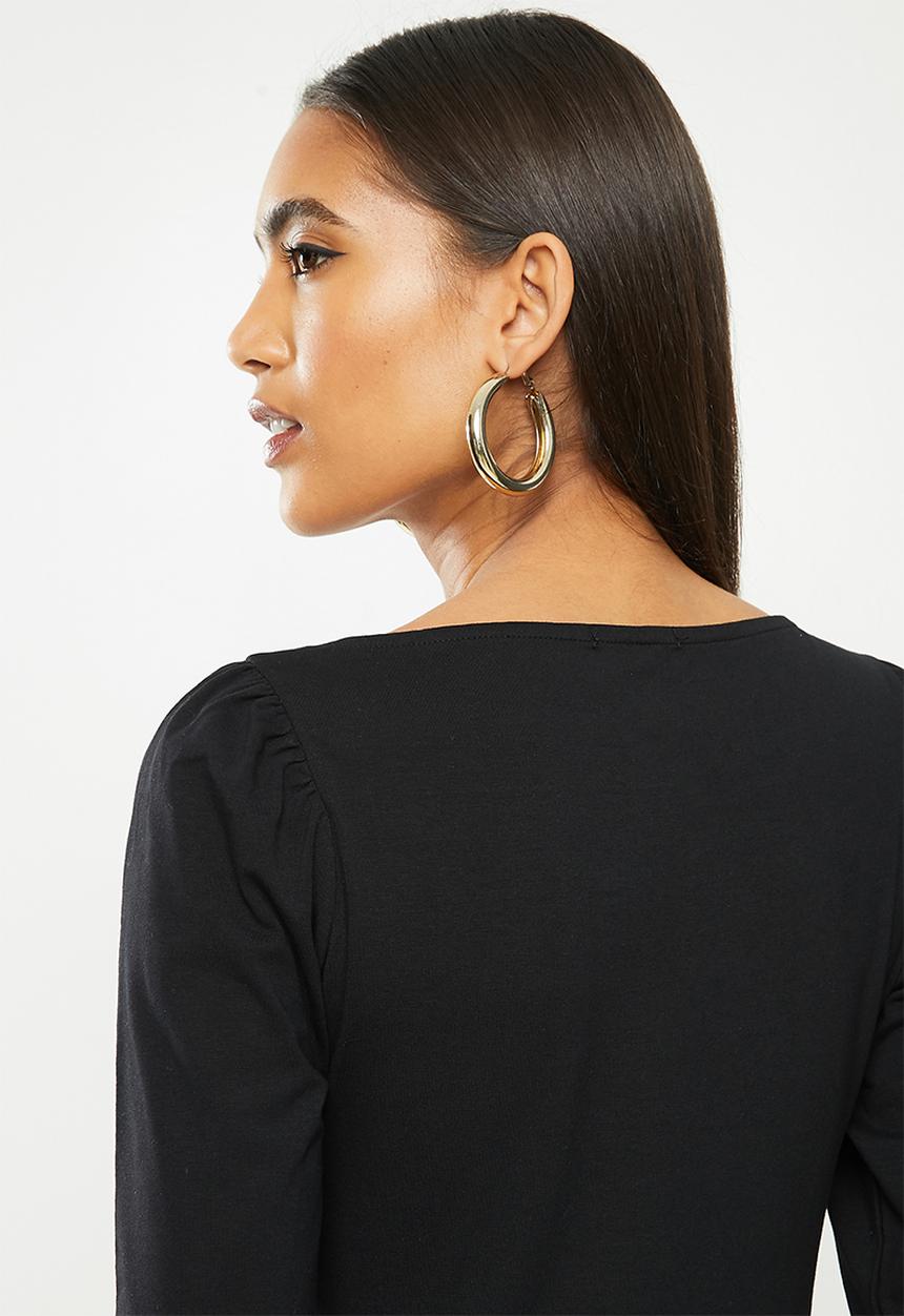 SISSY BOY - Camilla: bardot styled top with bling logo - black