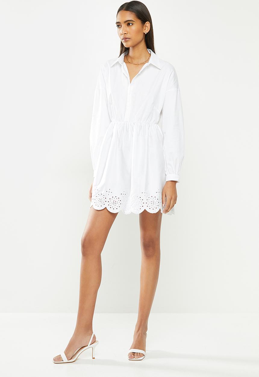 Glamorous - Anglaise shirt dress- white