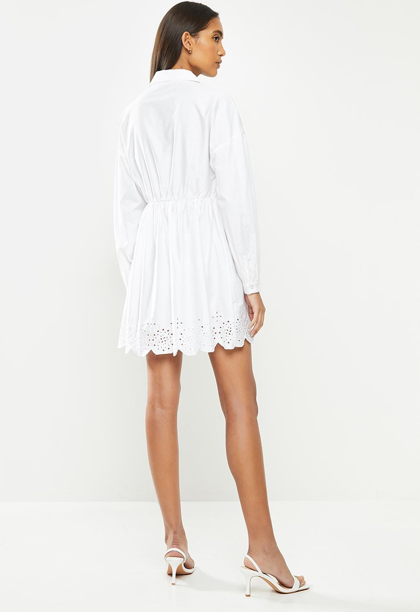 Glamorous - Anglaise shirt dress- white