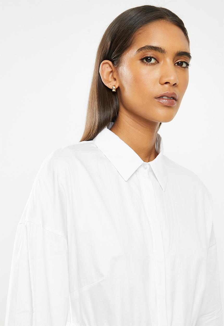 Glamorous - Anglaise shirt dress- white