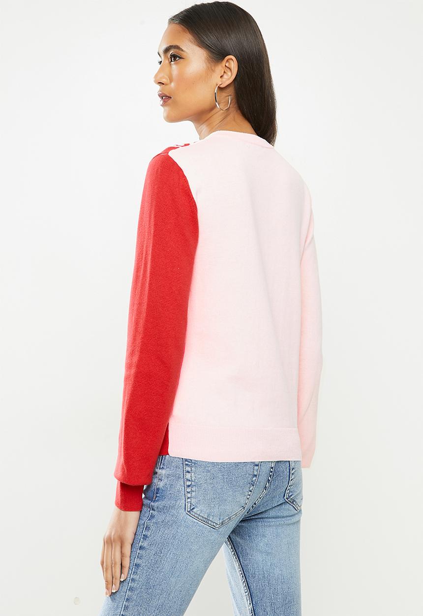 SISSY BOY - Rowe: vertical logo branded knit sweat with duo-tones - baby pink