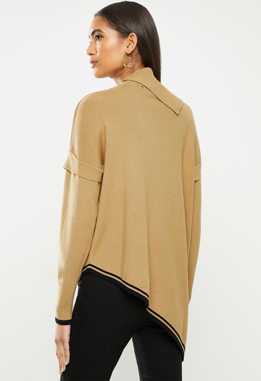 SISSY BOY - Nicole: assymetrical detailed duo-tone knit - camel