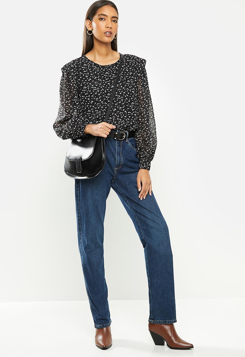 Vero Moda - Perla long sleeve detail top - black 