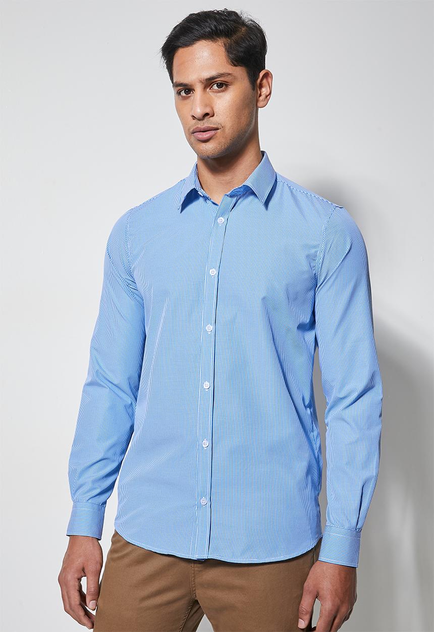 Superbalist - Jos slim check shirt - pale blue