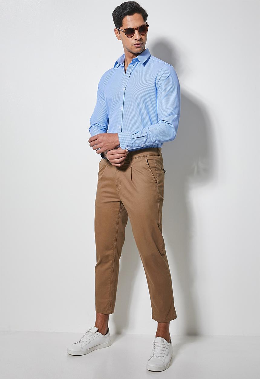 Superbalist - Jos slim check shirt - pale blue
