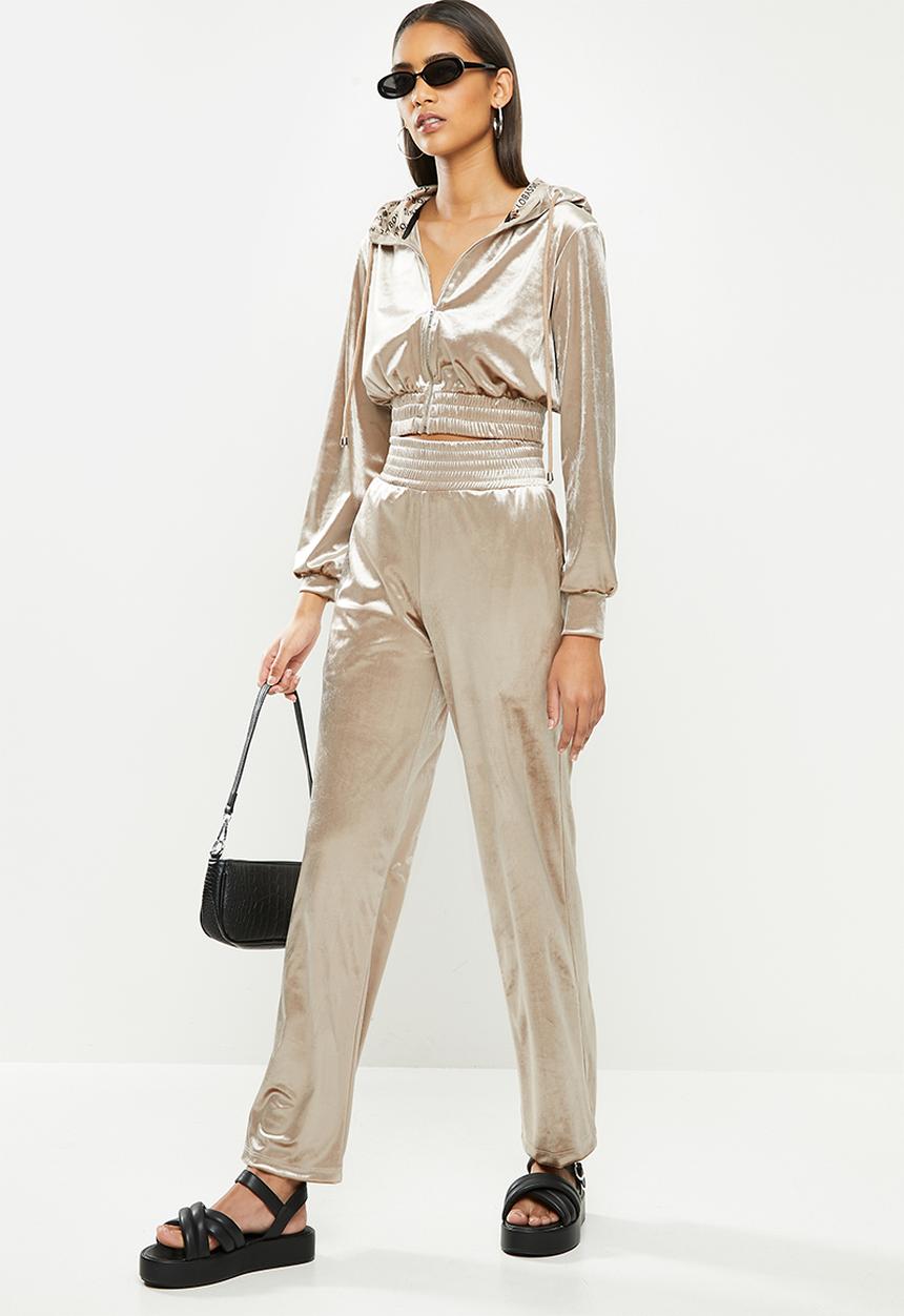 SISSY BOY - Cozy velvet crop zip through - champagne
