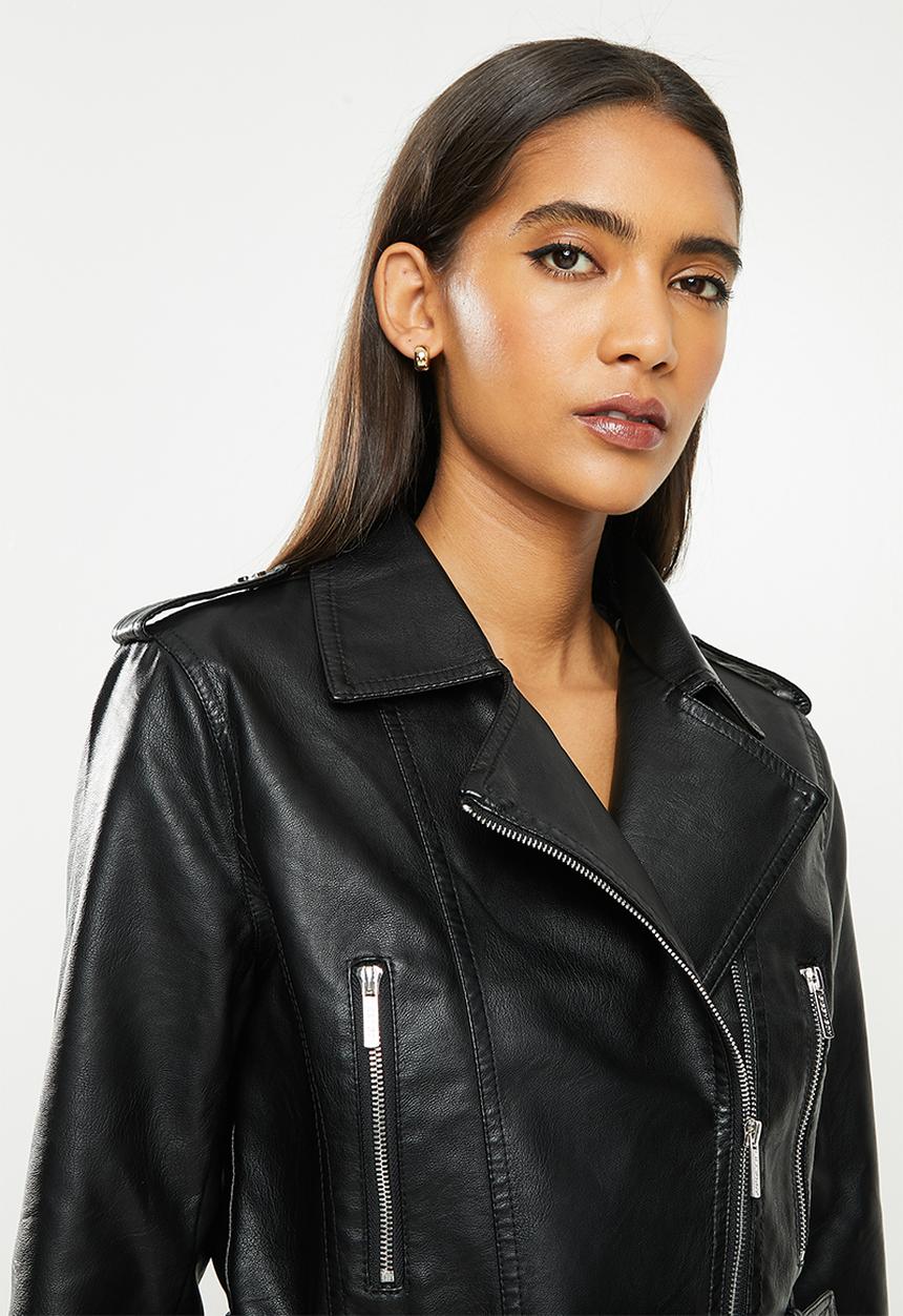 SISSY BOY - Cano: crop pu biker jacket - black