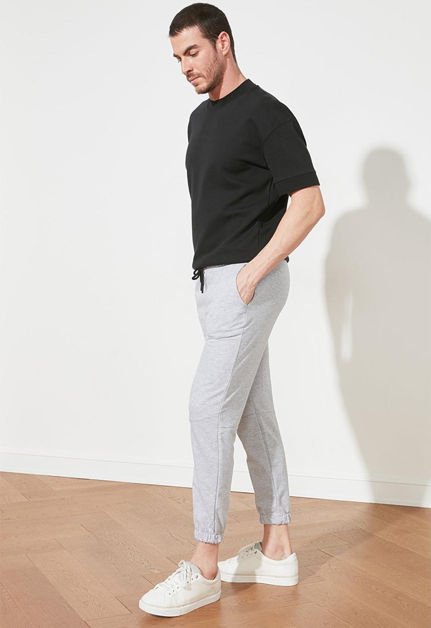 Trendyol - Cuffed basic sweatpants - grey