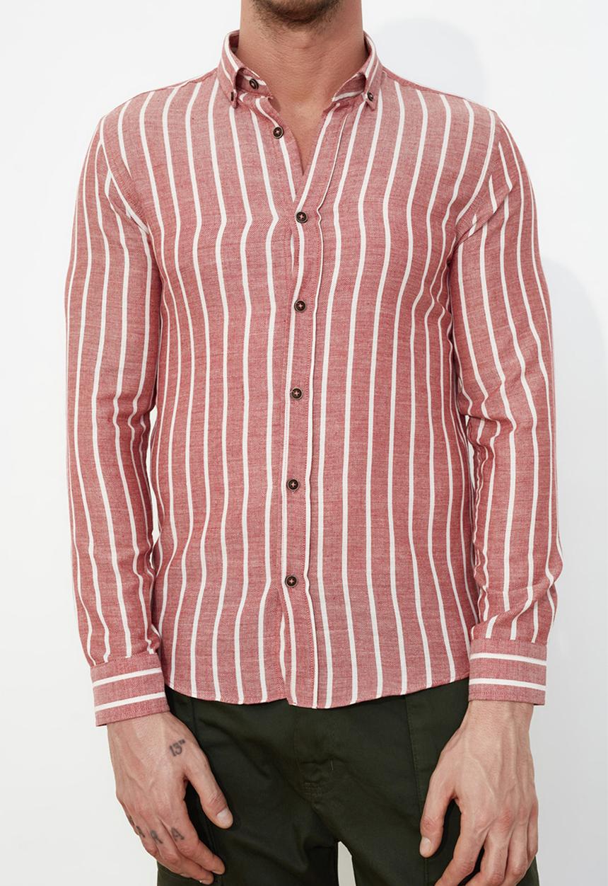 Trendyol - Stripe long sleeve shirt - red