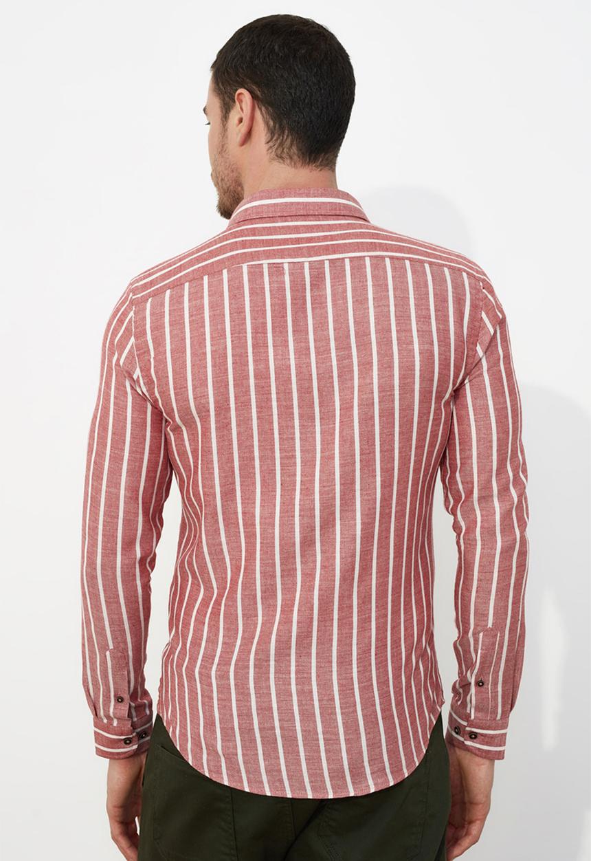 Trendyol - Stripe long sleeve shirt - red