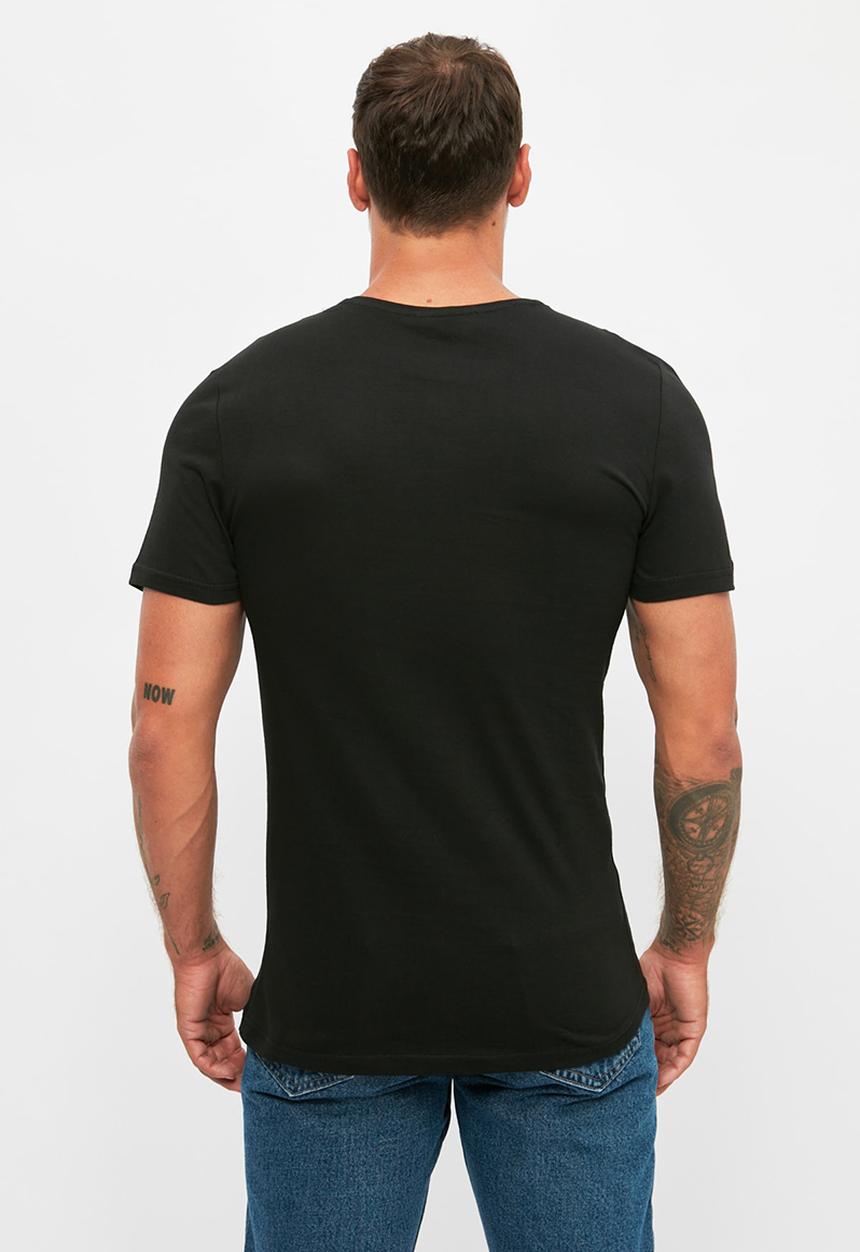 Trendyol - Chest graphic short sleeve tee - black