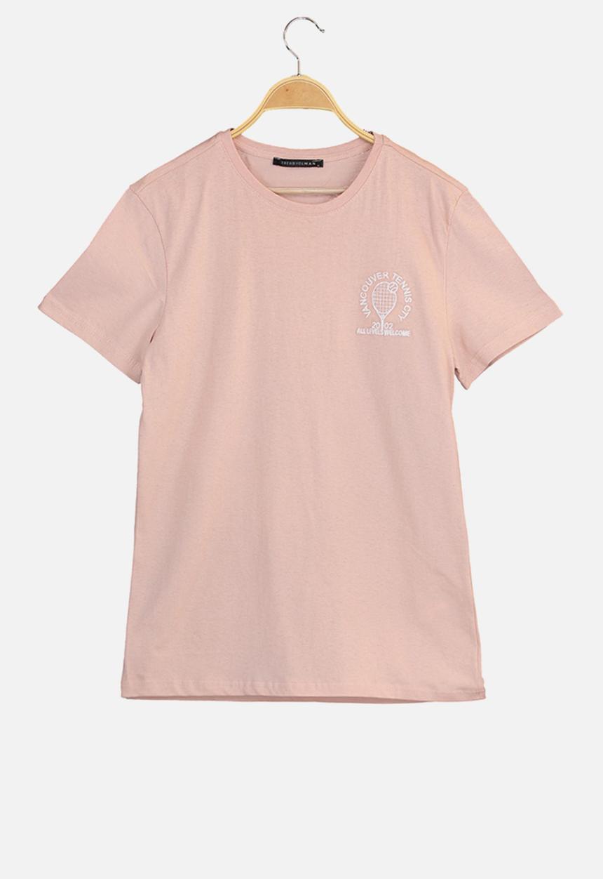 Trendyol - Chest printed short sleeve tee - stone