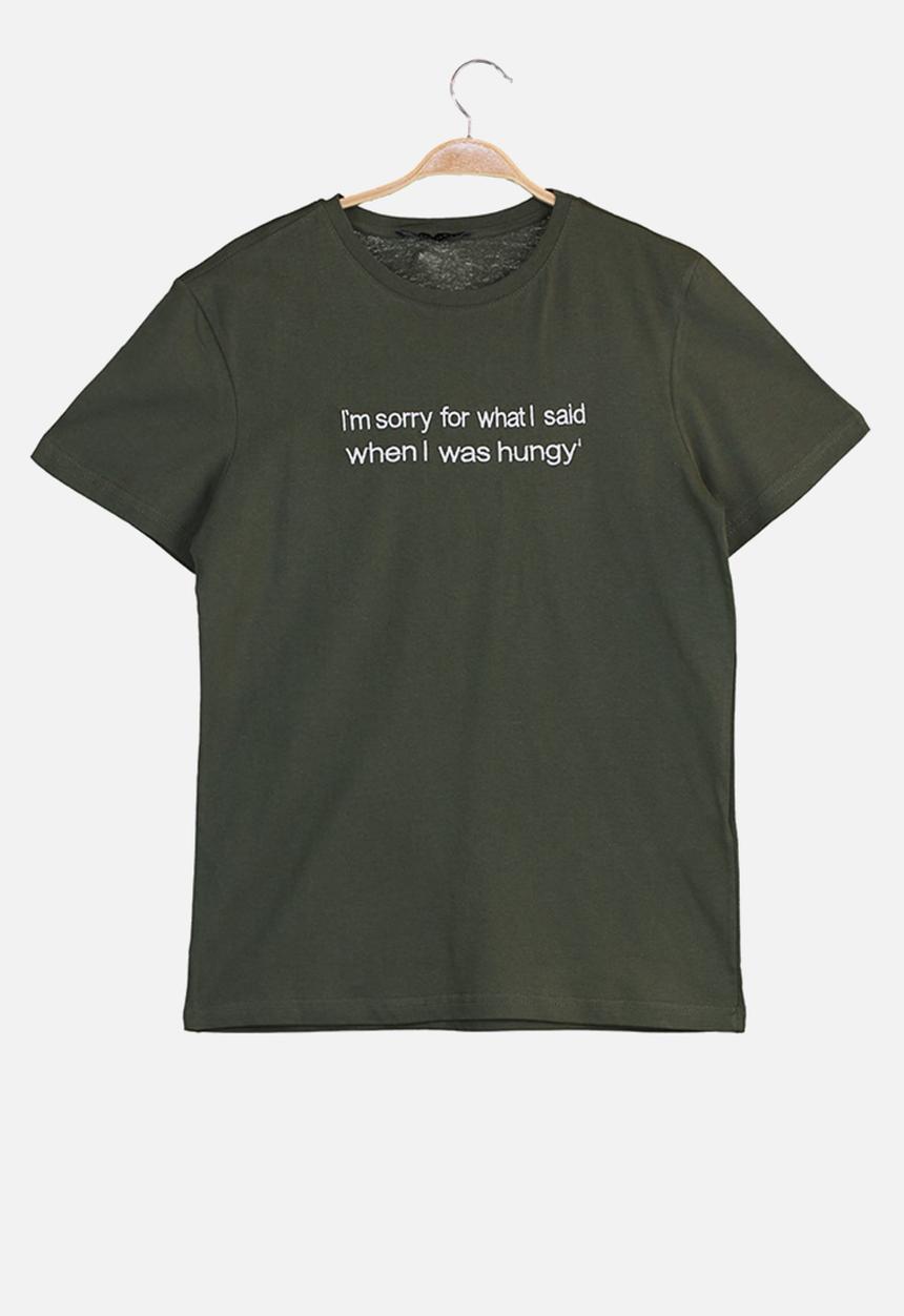 Trendyol - Graphic short sleeve tee - olive