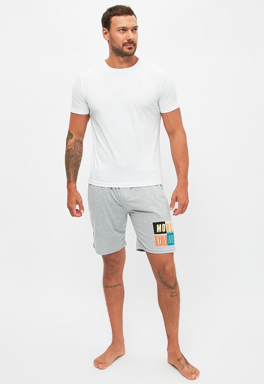 Trendyol - Short sleeve tee & shorts sleep set - grey print