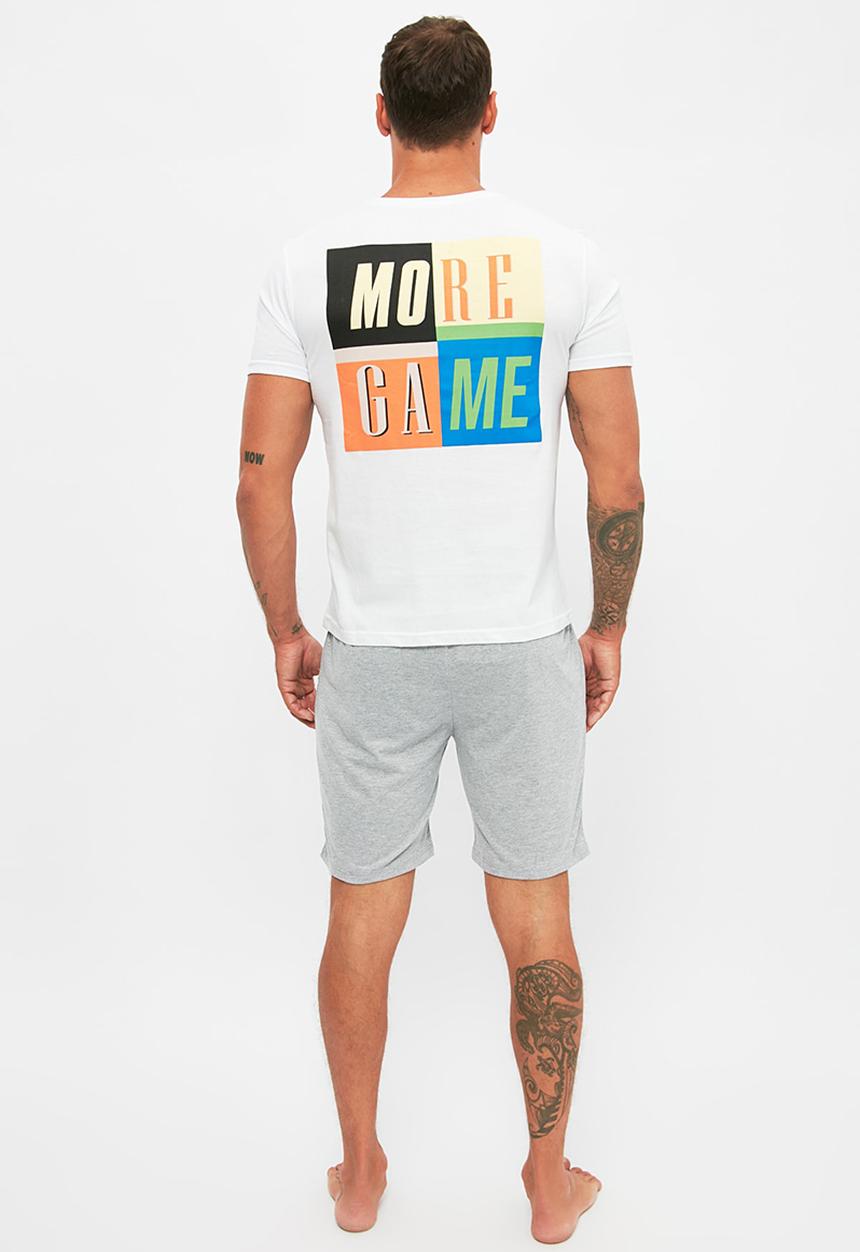 Trendyol - Short sleeve tee & shorts sleep set - grey print