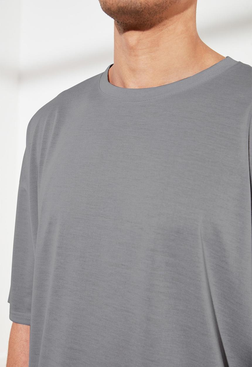 Trendyol - Drop shoulder short sleeve tee - grey