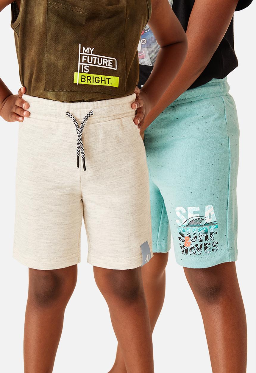 Flyersunion - 2 pack fleece short - grey & blue